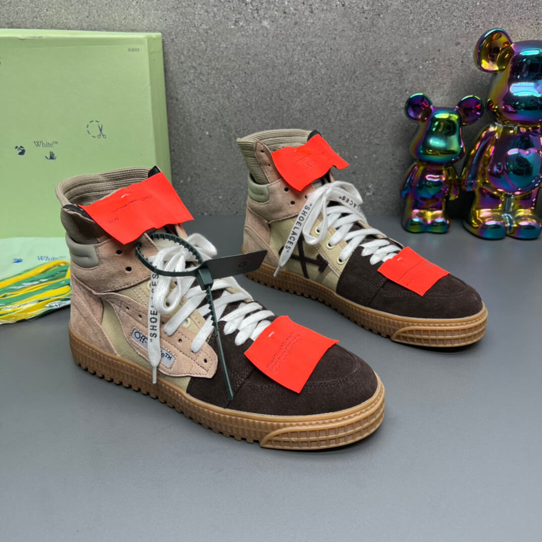 Off-White Off-Court 3.0  Suede Canvas Beige Dark High-Top Sneaker
