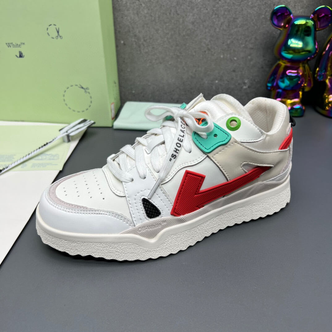 Off-White 'White Red' Sponge Mid-Top Sneaker