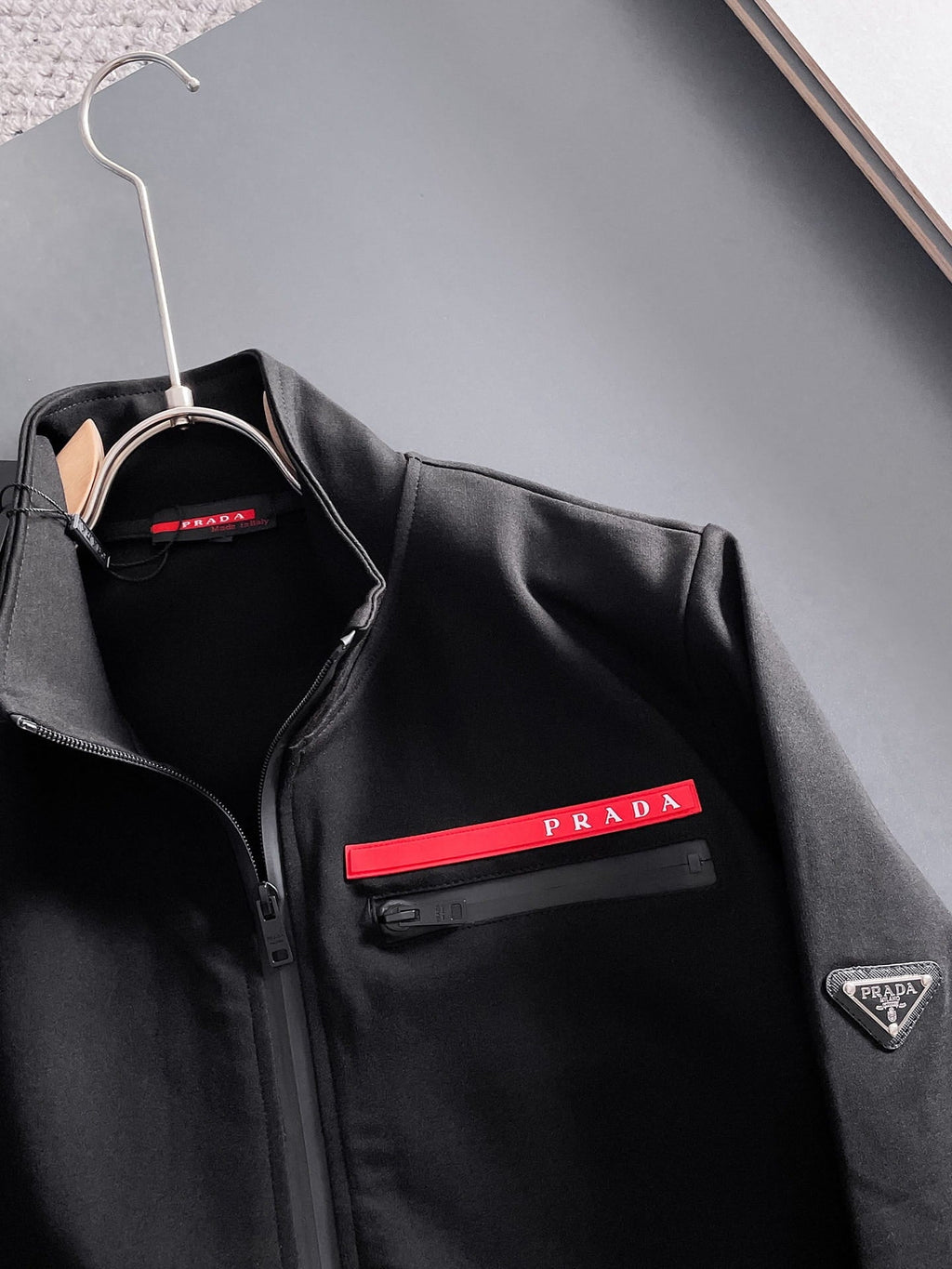 Prada Linea Rossa Tracksuit Set - Black Technical Knit Zip Jacket & Jogger Suit