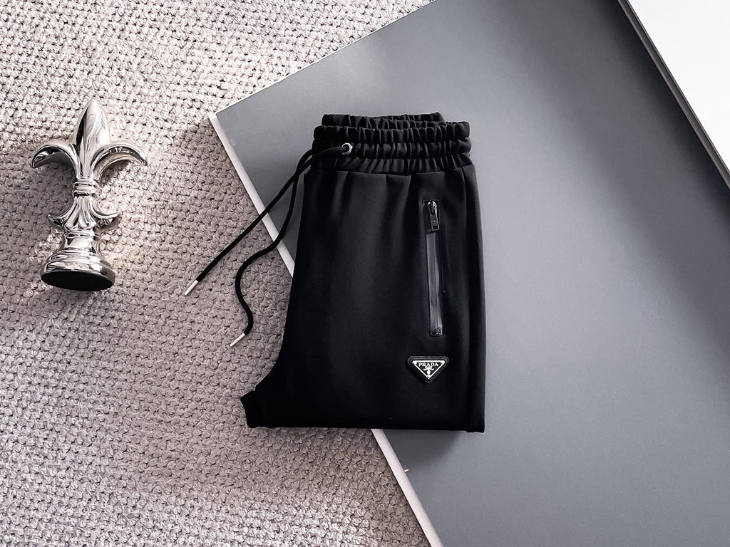 Prada Linea Rossa Tracksuit Set - Black Technical Knit Zip Jacket & Jogger Suit