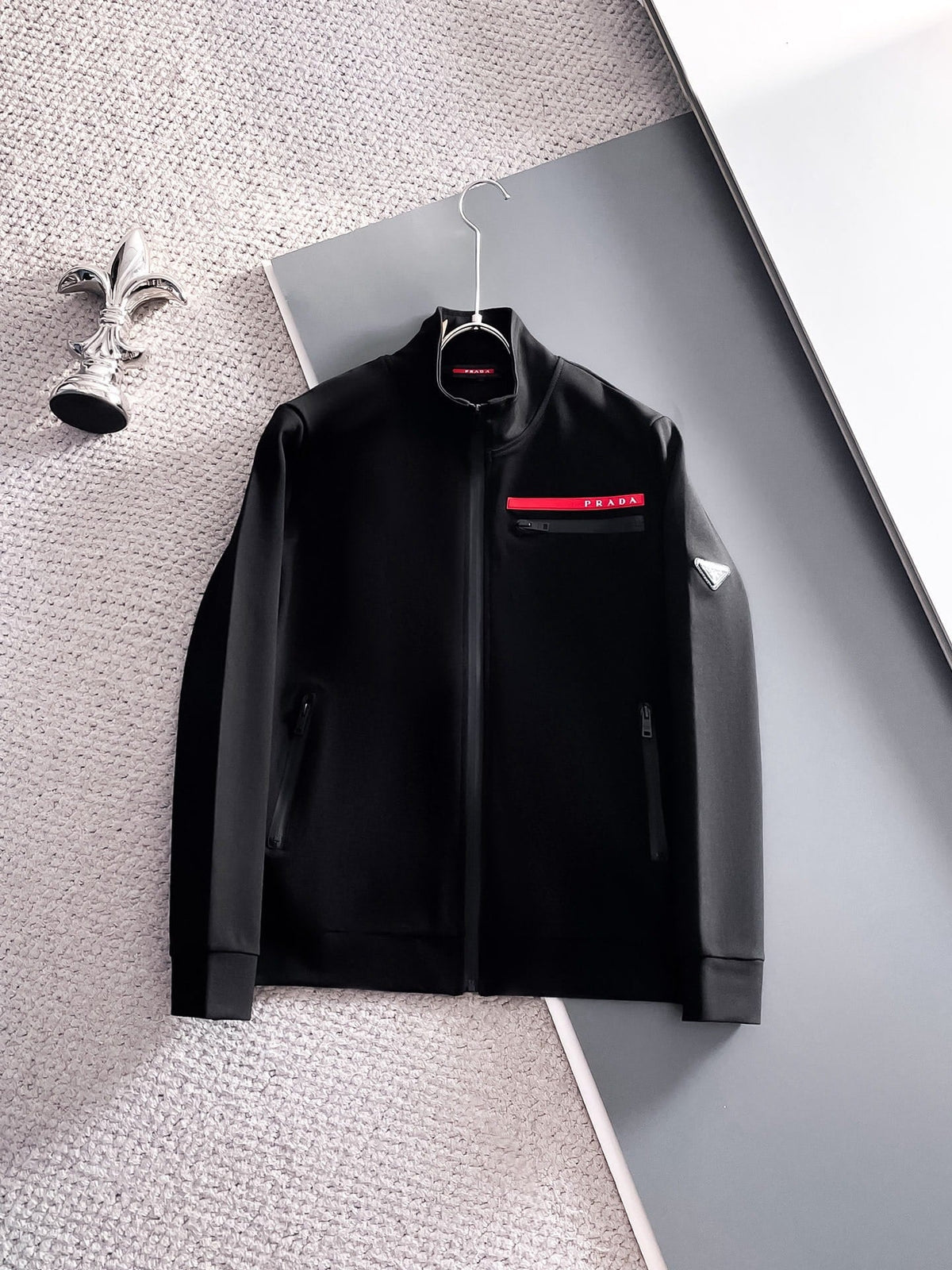 Prada Linea Rossa Tracksuit Set - Black Technical Knit Zip Jacket & Jogger Suit