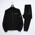 Prada Linea Rossa Tracksuit Set - Black Technical Knit Zip Jacket & Pants
