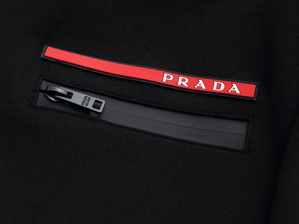 Prada Linea Rossa Tracksuit Set - Black Technical Knit Zip Jacket & Pants