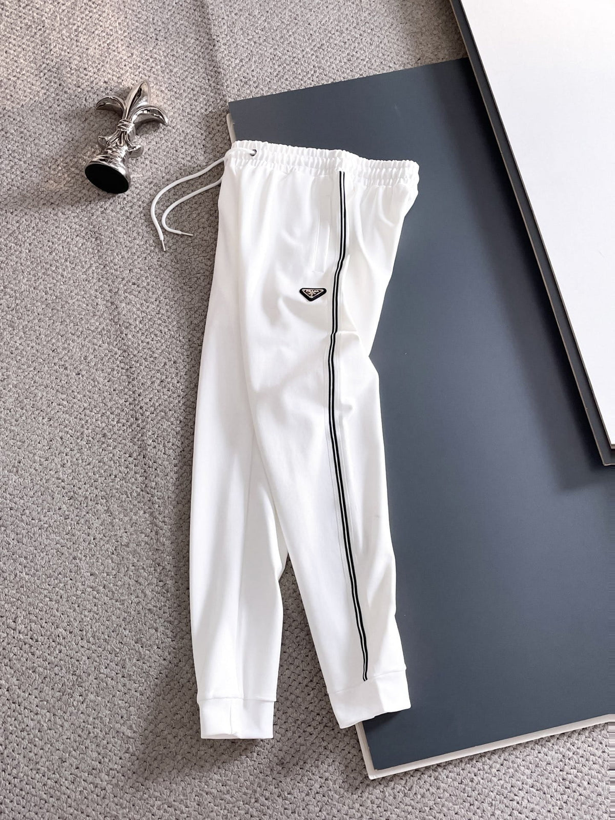 Prada Linea Rossa Tracksuit Set - White Technical Knit Stripe Zip Jacket & Pants