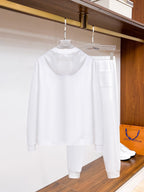 Prada Linea Rossa White Tracksuit Set - Technical Knit Zip-Up Hoodie & Jogger Suit