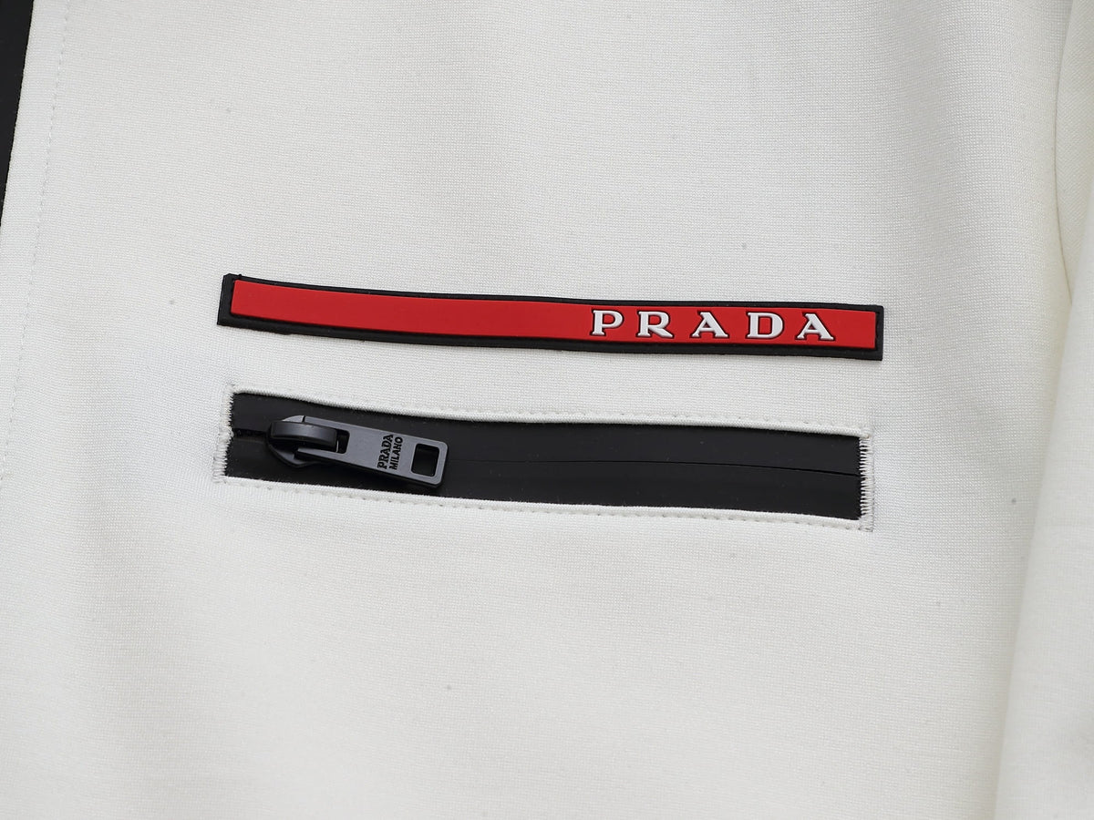 Prada Linea Rossa Tracksuit Set - White Technical Knit Zip Jacket & Pants