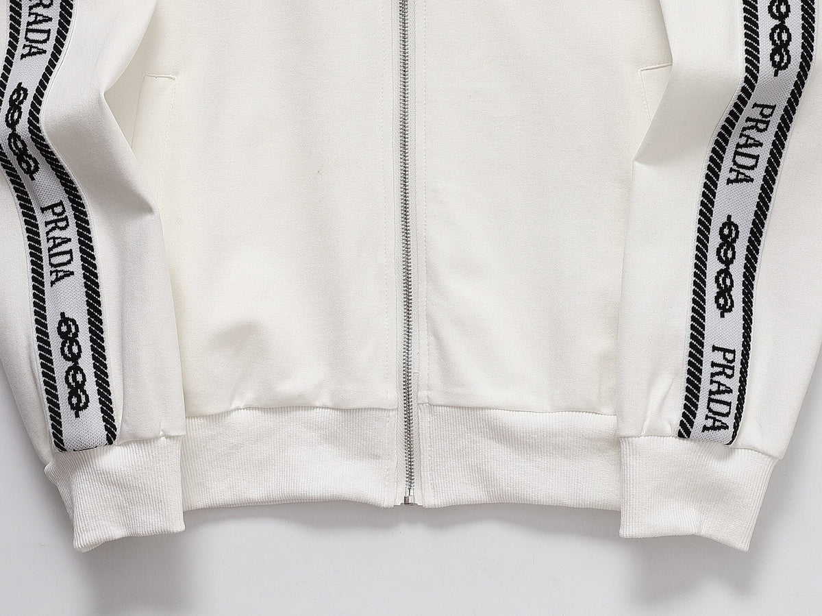 Prada Milano Logo Side Band Technical Jersey Tracksuit White