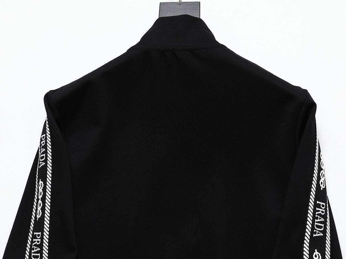 Prada Milano Logo Side Band Technical Jersey Jacket Black