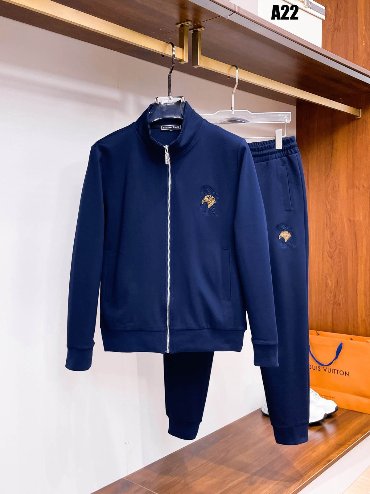 Stefano Ricci Eagle Logo Technical Jersey Tracksuit Navy Blue