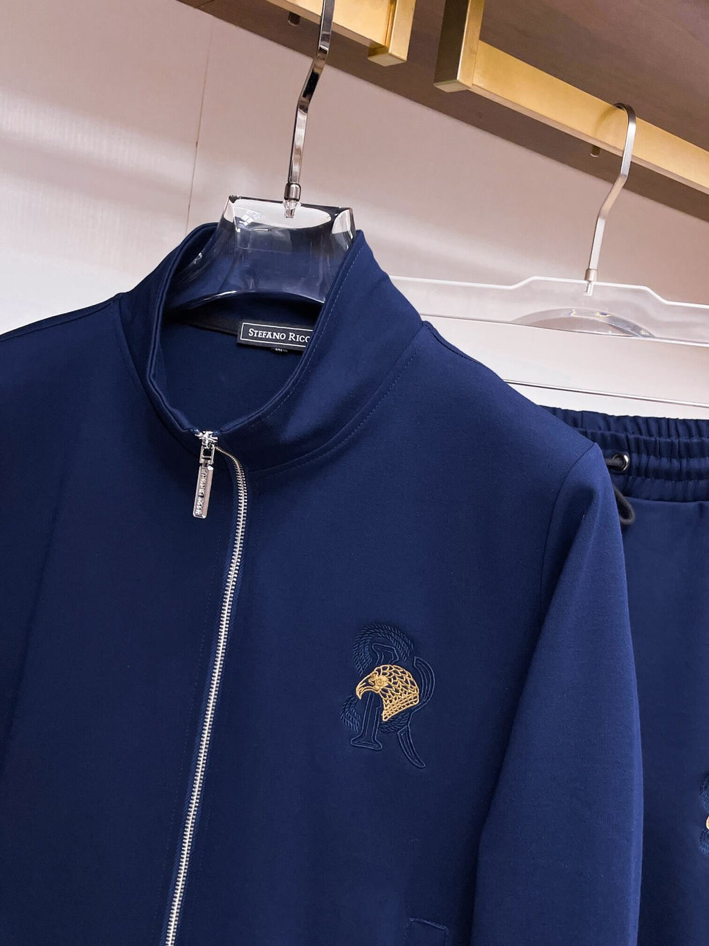 Stefano Ricci Eagle Logo Technical Jersey Tracksuit Navy Blue