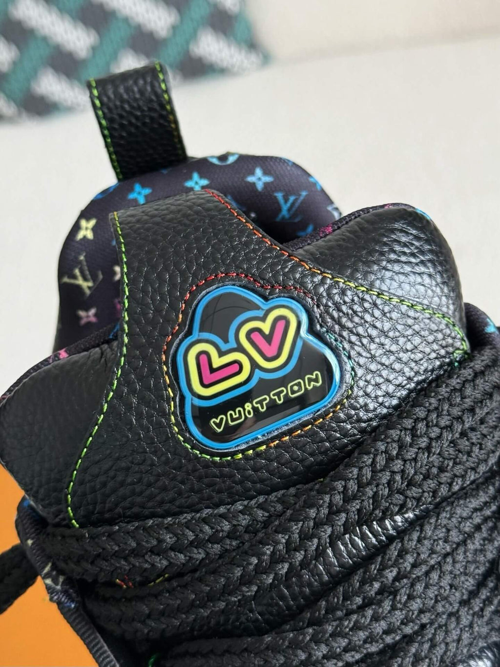 Louis Vuitton LV Skate Sneaker Black Grained Leather Rainbow