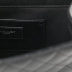 Saint Laurent Grain De Poudre Textured Mixed Matelasse Triquilt Medium Monogram Satchel Black