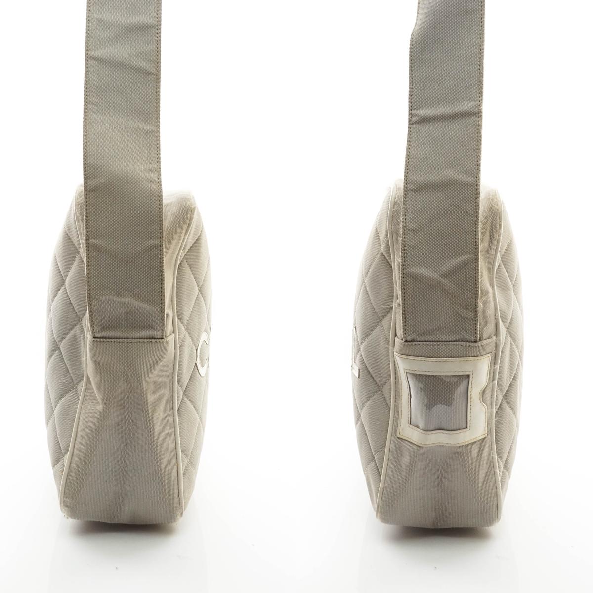 Chanel Shoulder Bag Gray Canvas