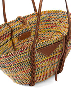 Prada Straw and Leather Tote Bag