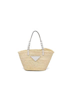 Prada Woven Palm and Leather Tote