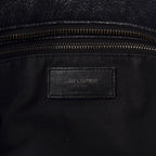 Saint Laurent Niki Crinkled Matelasse Monogram Large Shopping Black Calfskin Leather Tote