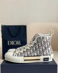Dior B23 High-Top Sneaker in White & Grey Dior Oblique Transparent Technical Canvas