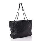 Saint Laurent Niki Crinkled Matelasse Monogram Large Shopping Black Calfskin Leather Tote