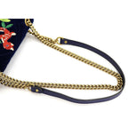 Gucci Flap Marmont GG Embroidered Matelasse Blue Velvet Cross Body 443497