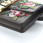 Gucci Sylvie Belt Bag Floral Rose Embroidered Brown Leather 476811