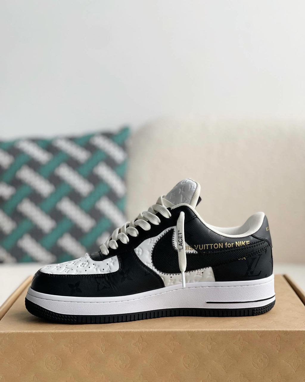 Louis Vuitton X Nike Air Force 1 Low Black White Sneaker