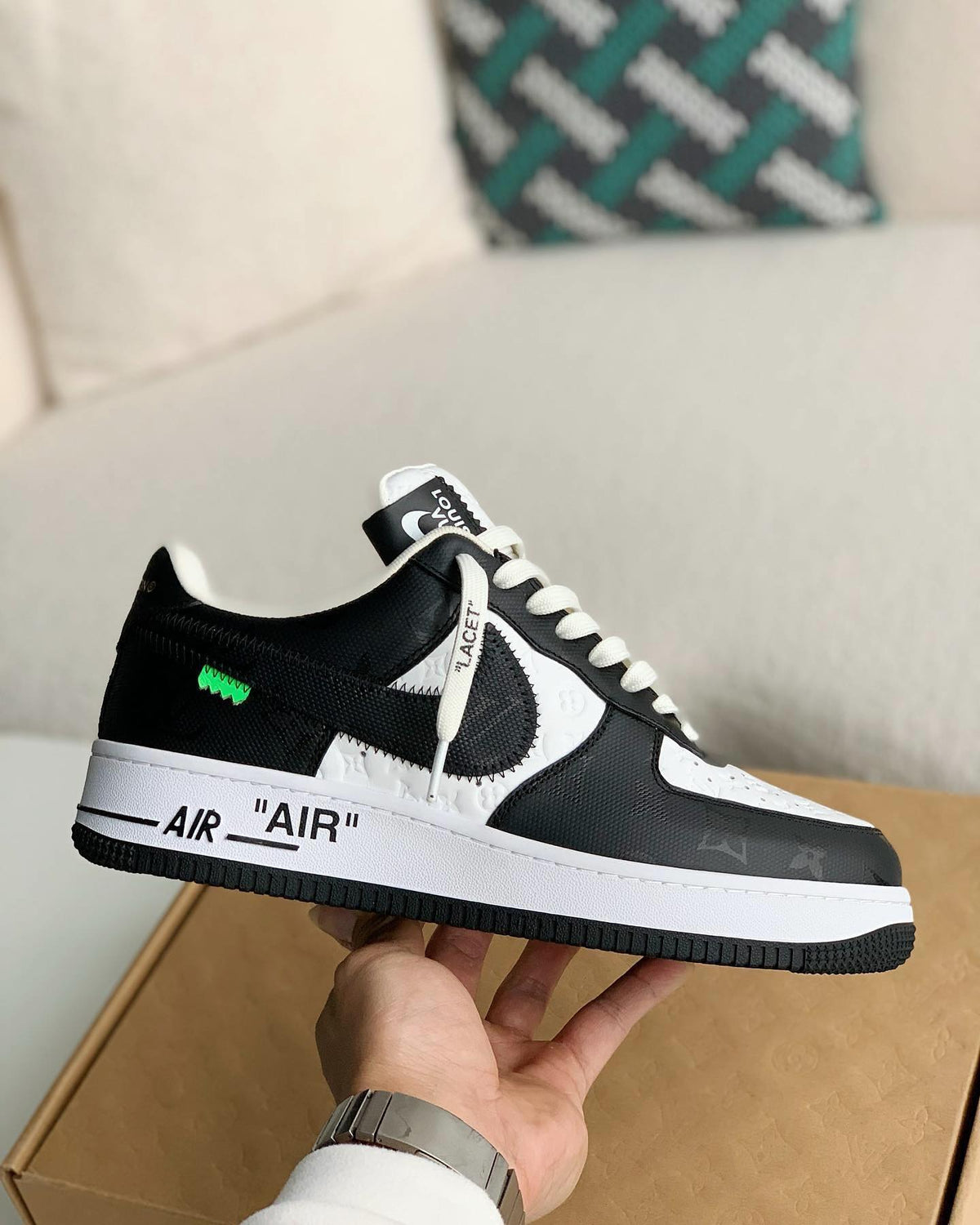 Louis Vuitton X Nike Air Force 1 Low Black White Sneaker