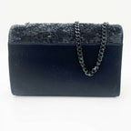 Saint Laurent Monogram Kate Crossbody Sequin Flip Black Satin Shoulder Bag