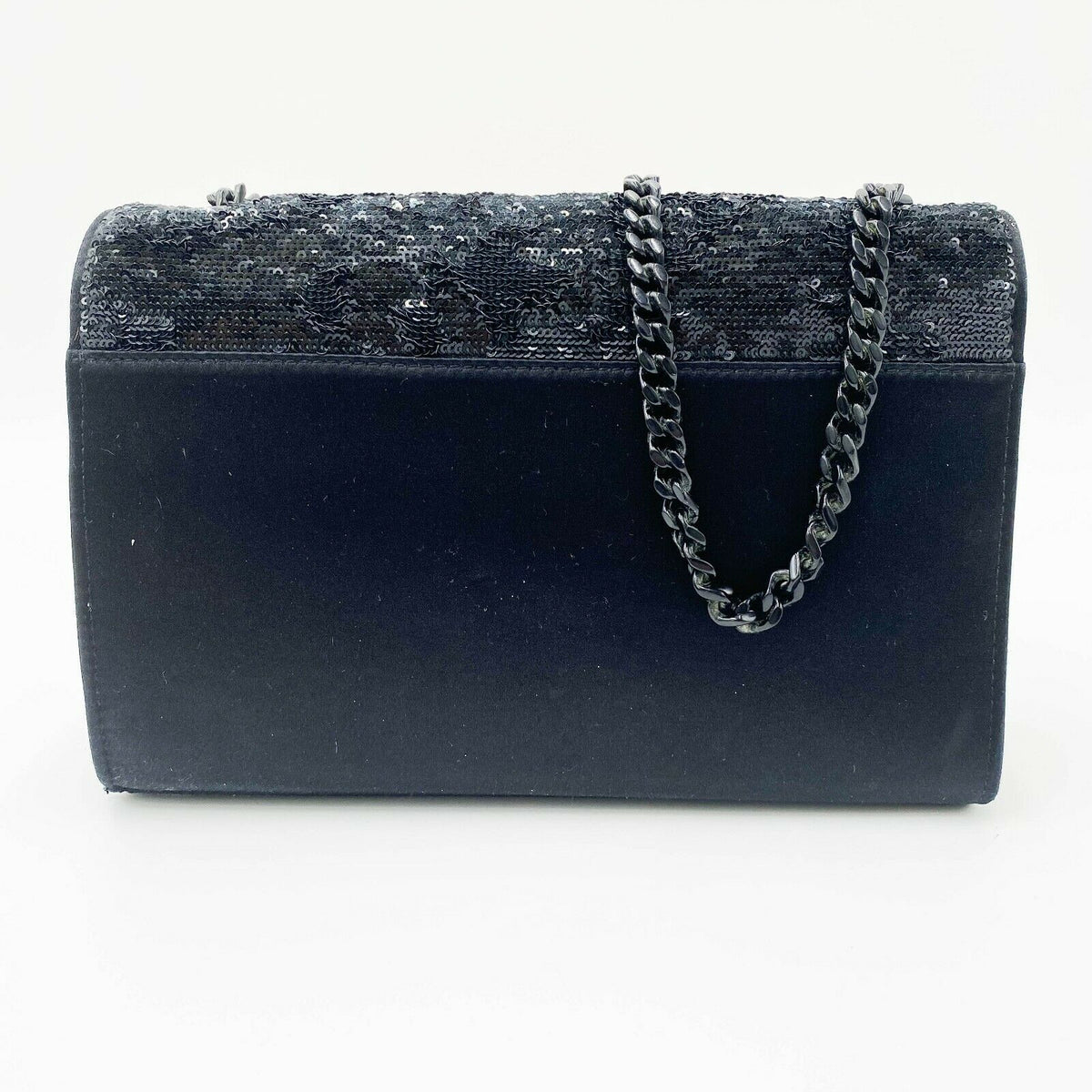 Saint Laurent Monogram Kate Crossbody Sequin Flip Black Satin Shoulder Bag