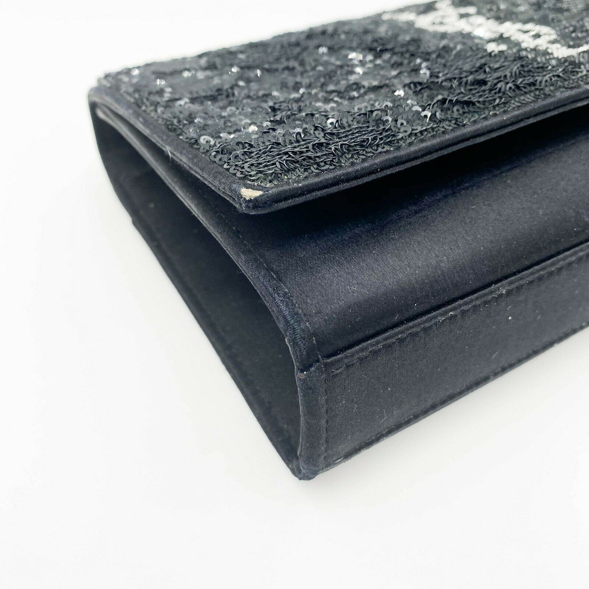 Saint Laurent Monogram Kate Crossbody Sequin Flip Black Satin Shoulder Bag