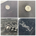 Saint Laurent Monogram Kate Crossbody Sequin Flip Black Satin Shoulder Bag