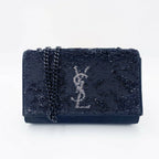 Saint Laurent Monogram Kate Crossbody Sequin Flip Black Satin Shoulder Bag