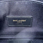 Saint Laurent Black Polka Dot Leather Pouch Monogram Zip Wallet