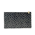 Saint Laurent Black Polka Dot Leather Pouch Monogram Zip Wallet
