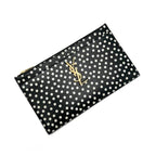 Saint Laurent Black Polka Dot Leather Pouch Monogram Zip Wallet