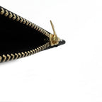 Saint Laurent Black Polka Dot Leather Pouch Monogram Zip Wallet