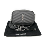 Saint Laurent Camera Lou Grain De Poudre Matelasse Monogram Mini Asphalt Grey Leather Cross Body Bag