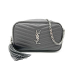 Saint Laurent Camera Lou Grain De Poudre Matelasse Monogram Mini Asphalt Grey Leather Cross Body Bag