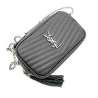 Saint Laurent Camera Lou Grain De Poudre Matelasse Monogram Mini Asphalt Grey Leather Cross Body Bag