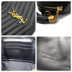 Saint Laurent Camera Lou Grain De Poudre Matelasse Monogram Mini Black Leather Cross Body Bag