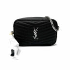 Saint Laurent Camera Lou Grain De Poudre Matelasse Monogram Mini Black Leather Cross Body Bag