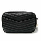 Saint Laurent Camera Lou Grain De Poudre Matelasse Monogram Mini Black Leather Cross Body Bag