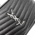 Saint Laurent Camera Lou Grain De Poudre Matelasse Monogram Mini Black Leather Cross Body Bag