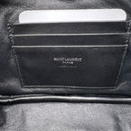 Saint Laurent Camera Lou Grain De Poudre Matelasse Monogram Mini Black Leather Cross Body Bag