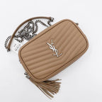Saint Laurent Camera Lou Mini Beige Leather Shoulder Bag