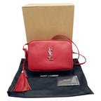 Saint Laurent Camera Lou Smooth Monogram Tassel Red Leather Cross Body Bag
