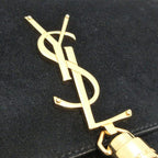 Saint Laurent Cassandre Classic Monogram Tassel Black Suede Clutch