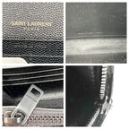 Saint Laurent Chain Wallet Grain De Poudre Matelasse Chevron Monogram Black Leather Cross Body Bag