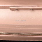 Saint Laurent Chain Wallet Grain De Poudre Matelasse Chevron Monogram Pale Pink Leather Shoulder Bag