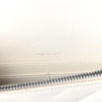 Saint Laurent Chain Wallet Monogram Envelope Grain De Poudre Matelasse Chevron Woc Dove White Leather Shoulder Bag