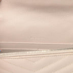 Saint Laurent Chain Wallet Monogram Envelope Grain De Poudre Matelasse Chevron Woc Nude Beige Leather Shoulder Bag